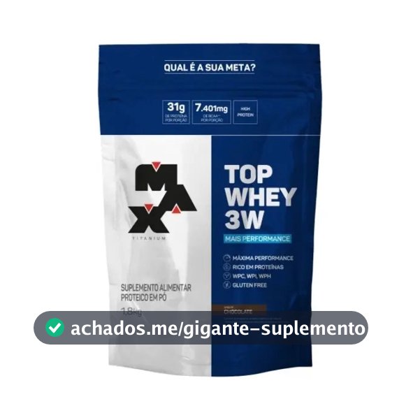 Suplemento Em Pó Max Titanium Proteínas Top Whey 3w Sabor Chocolate Em Pote De 1800ml