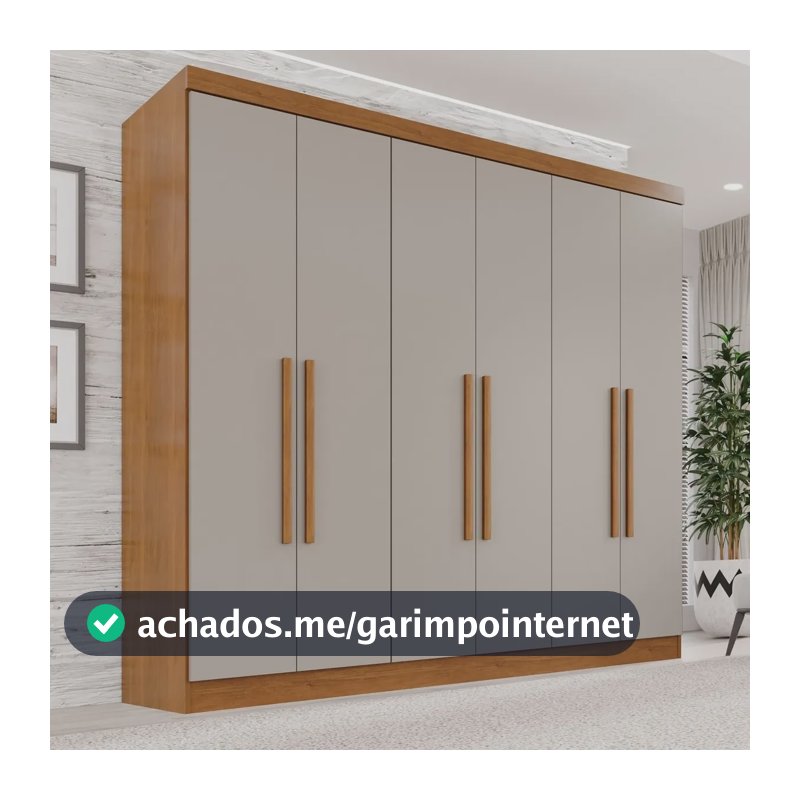 Guarda-roupa Casal 6 Portas 2 Gavetas França Cinamomo/off White