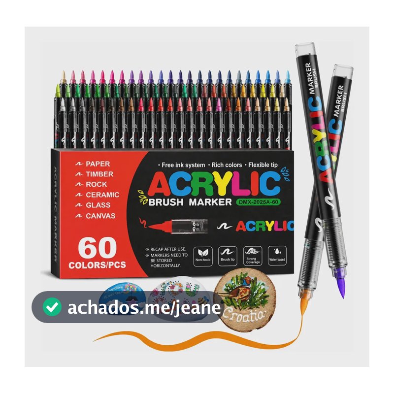 Caneta Acrílica 60 Cores Marcador Permanente À Prova D'água Colorido