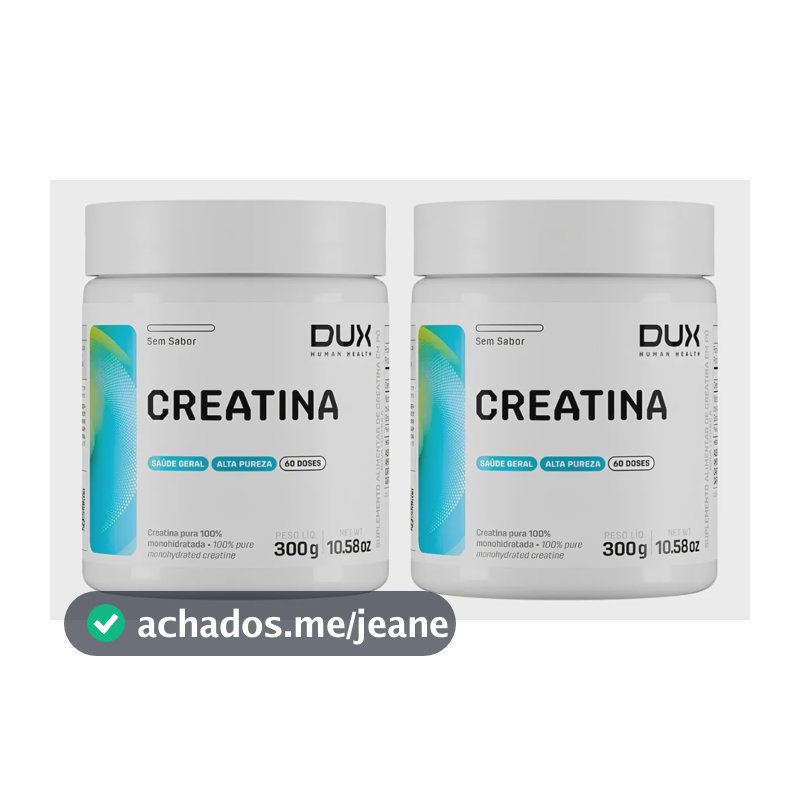 Creatinas Dux 100% Pura Monohidratada Kit 2 Pote 600g Sem Sabor
