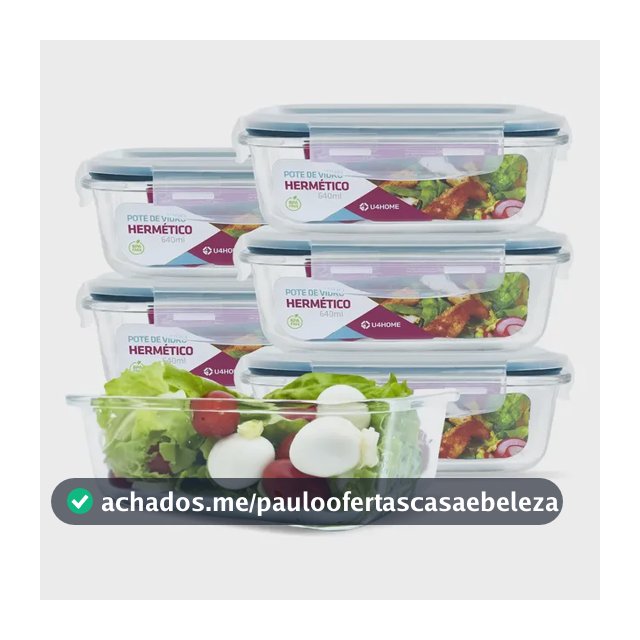 Conjunto 6 Pote Vidro Hermético Marmita Tampa Plástico 640ml Cor Azul (cl)