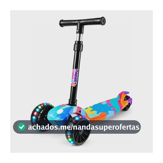 Patinete Infantil Scooter Dobrável Com Led Freio Bv0011 Mega Compras