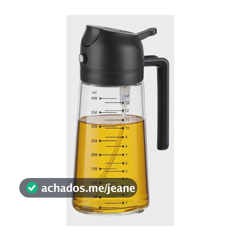 Spray Borrifador Dosador 2 Em 1 P/ Azeite Vinagre Óleo 500ml Preta Com Escala