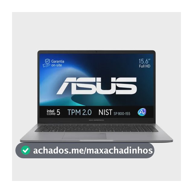 Notebook ASUS ExpertBook P1 (P1503CVA), Intel Core 5 210H, 16GB RAM, 512GB SSD, W11 Home, Tela 15.6' FHD, Misty Grey, Garantia on-site de 3 anos