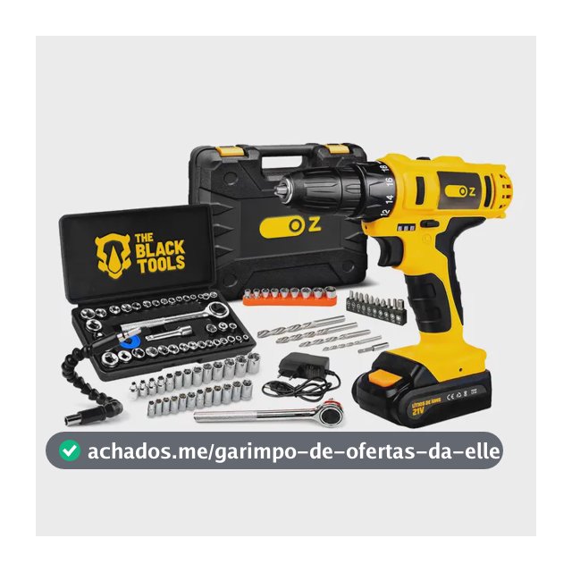 Furadeira De Impacto A Bateria 21v + Jogo De Soquetes 40 Pçs