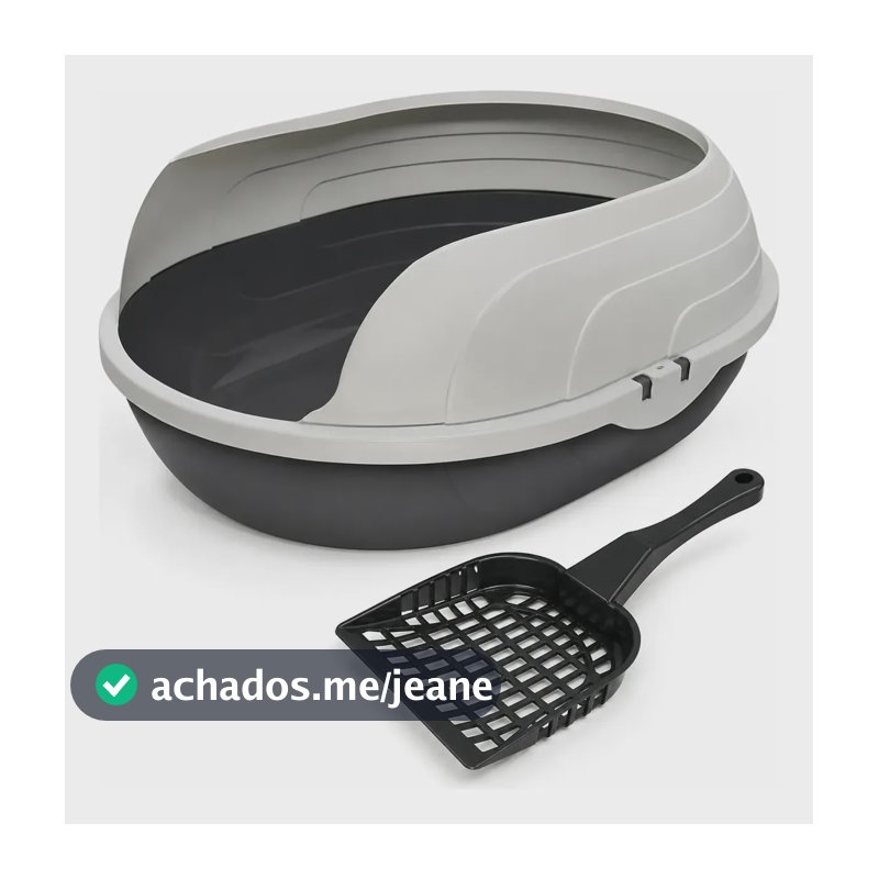 Kit Bandeja Higiênica Gato Furacão Pet Prime Com Arco + Pá Preto