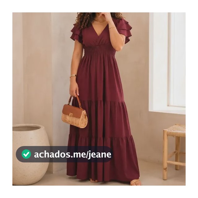 Vestido Feminino Longo Manga 3 Babados Evangélico Madrinha