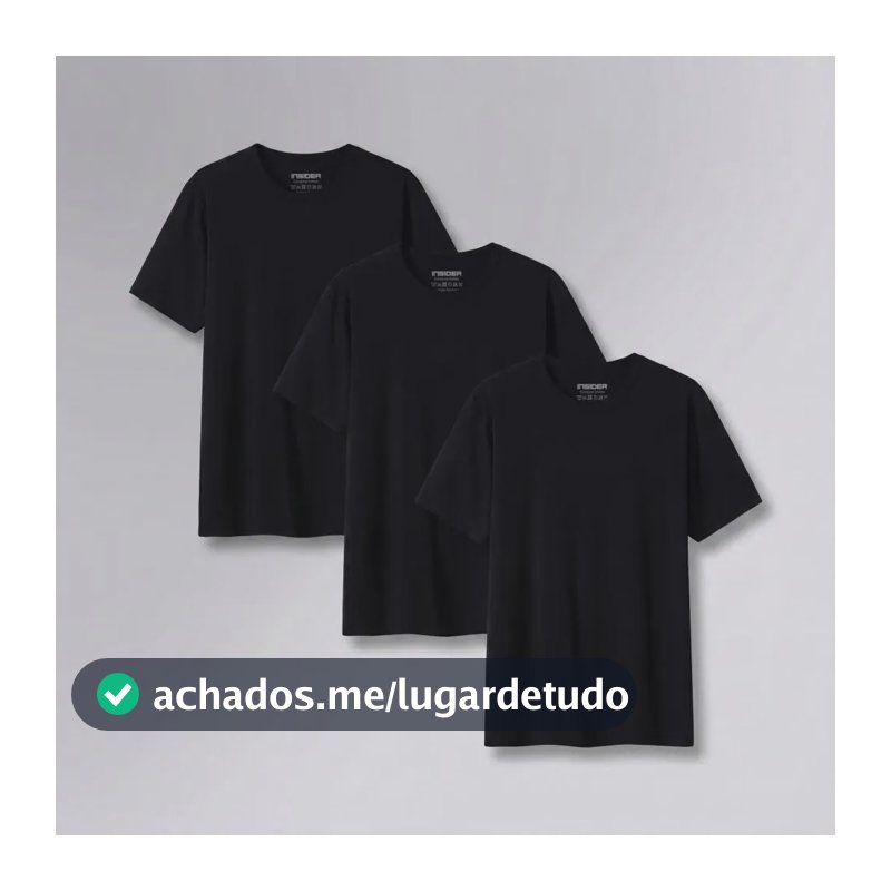 Kit 3 Camisetas Light Insider Preto M Liso
