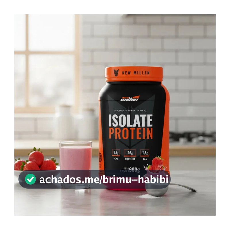 Proteína New Millen Premium Whey Isolado Isolate em pó sabor Morango x 900g