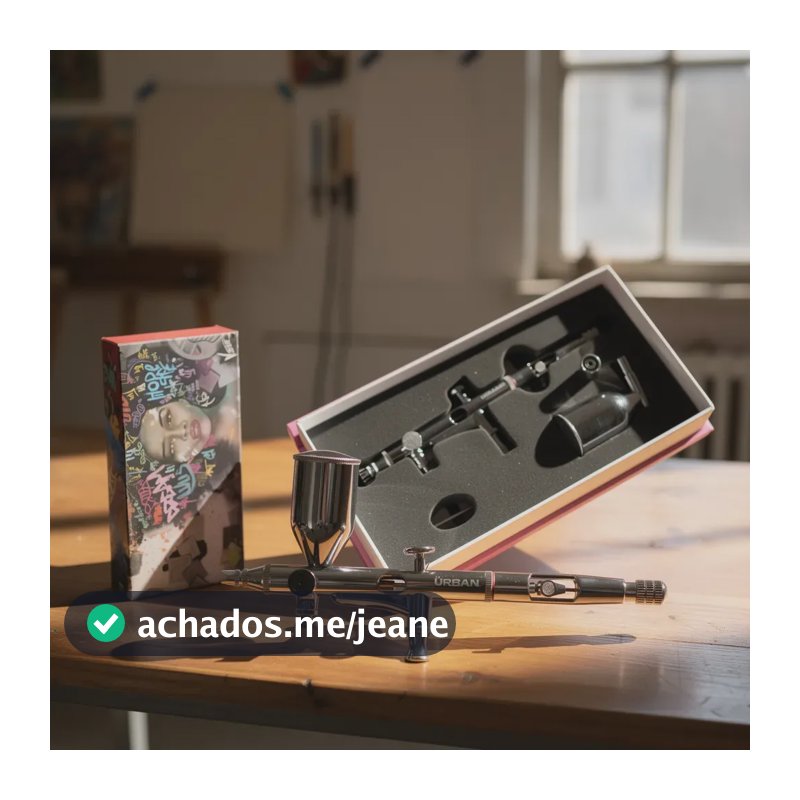 Aerógrafo Profissional de gravidade dupla ação com caneca lateral Bico 0,2mm