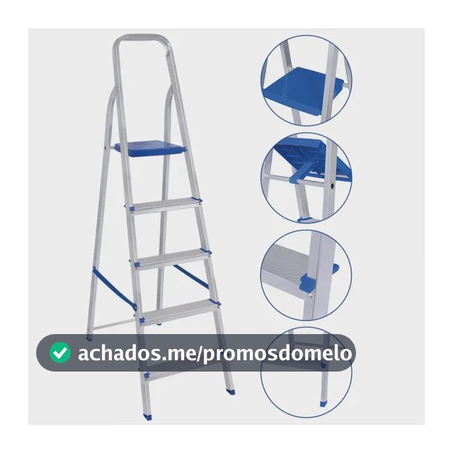 Escada De Alumínio 5 Degraus Dobrável Mor Doméstica