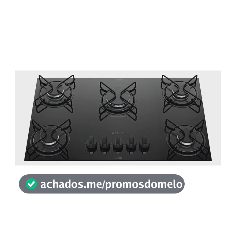 Cooktop 5 Bocas A Gás Atlas Agile Up Mega Chama Preto
