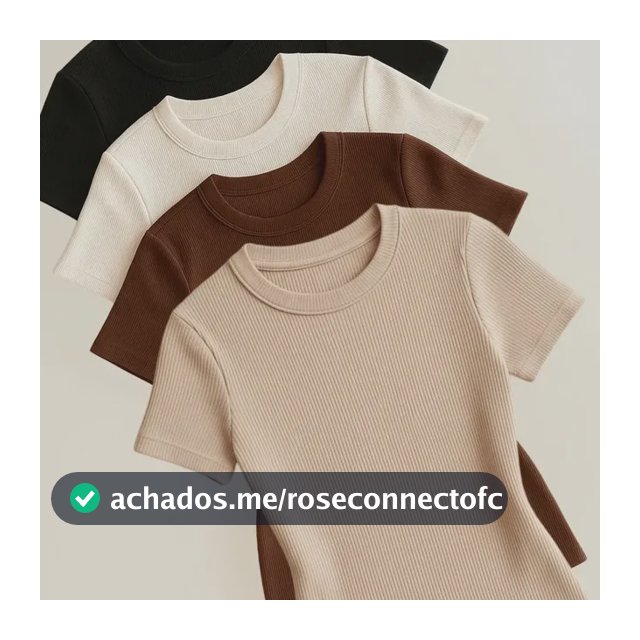 Kit 4 Blusas Feminina Ribana Canelado Estilosa Básica Casual Preto, Branco, Marrom E Nude Liso M/g (36/42)