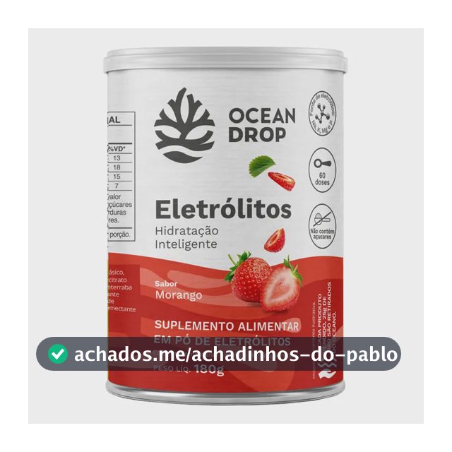 Eletrólitos Ocean Drop Sódio Potássio Fósforo Magnésio Eletrolitos 180g Sabor Morango