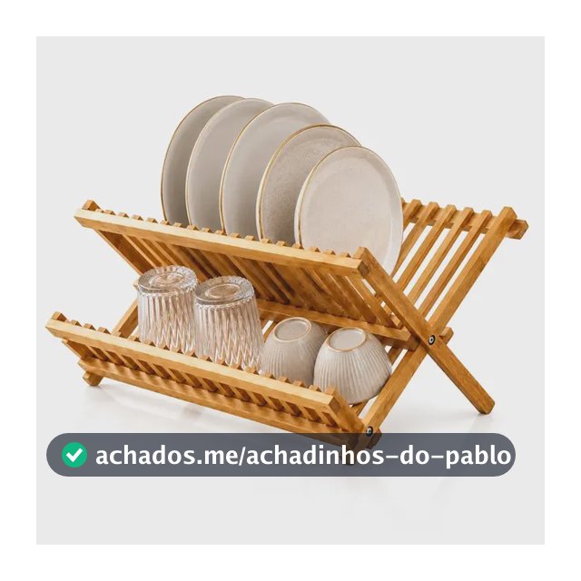 Eps-5242 Escorredor De Louças Bambu Natural Dobrável Porta Pratos Copos 11 divisória