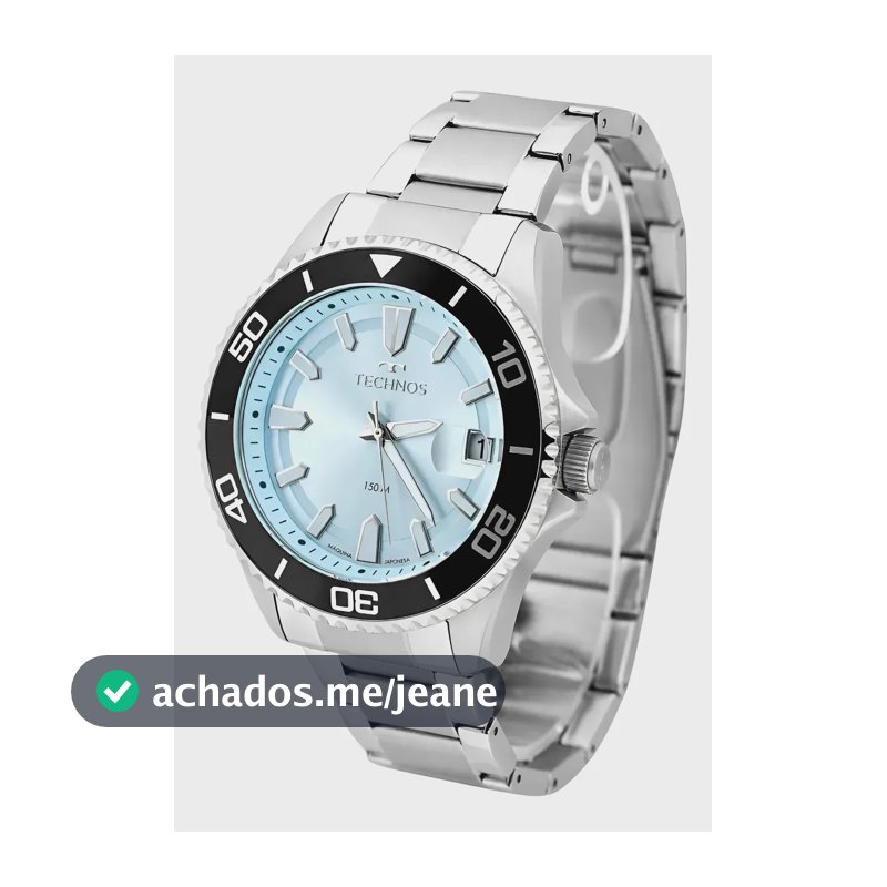 Relógio Technos Acqua Diver Luxo 150 Atm Aço Inox Premium Aço Preto Azul