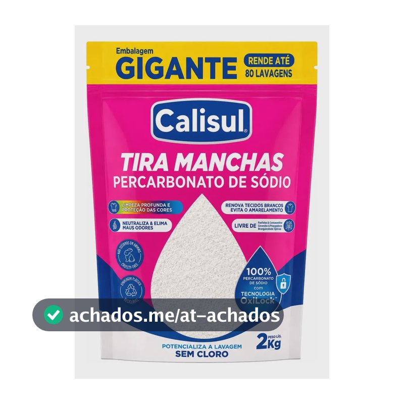 Percarbonato De Sódio Calisul 2kg Tira manchas Roupas Brancas e Coloridas Tamanho Familia