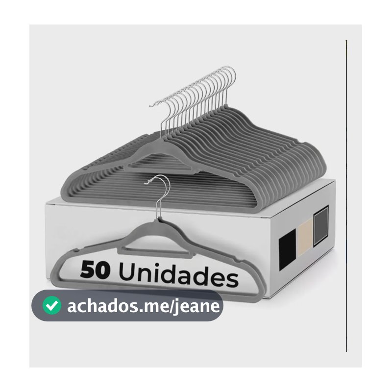 Kit 50 Cabides Veludo De Roupa Antideslizante Slim Adulto Cinza