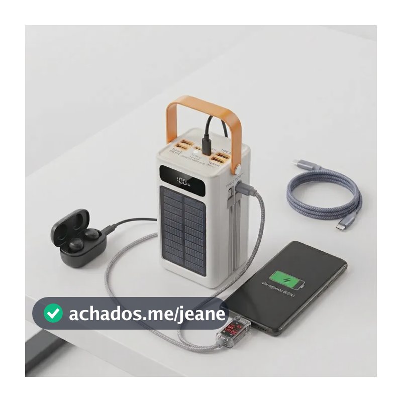 Carregador Power Bank 50.000mah Portátil Turbo Rápido Pro Branco