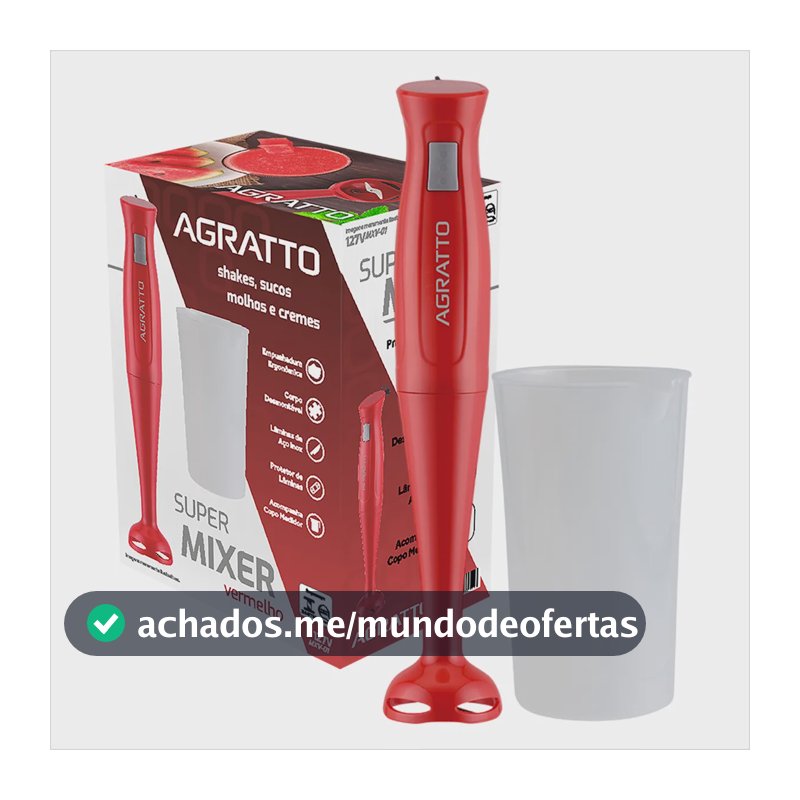 Mixer De Mão Portátil Misturador Elétrico Compacto 200w Inox Vermelho 220v