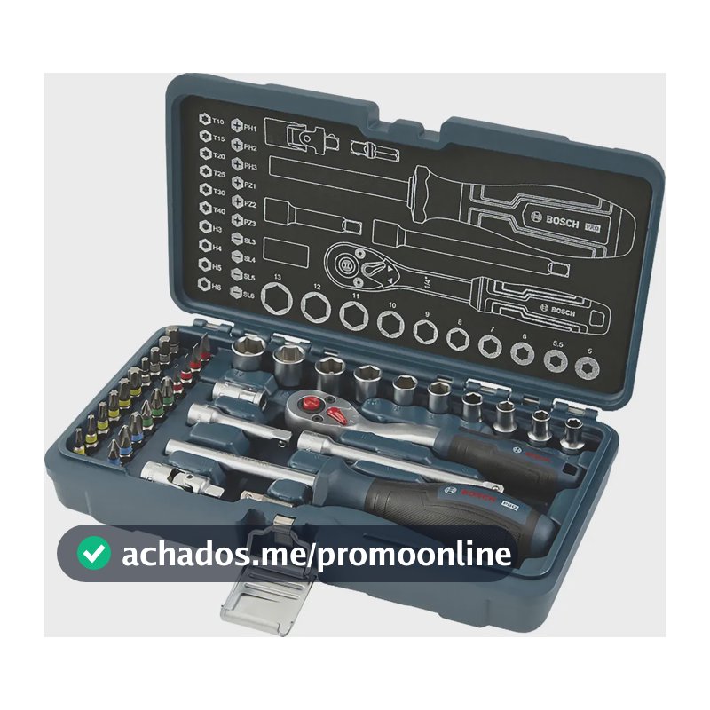 Conjunto de soquetes 1/4 Bosch 35 unidades