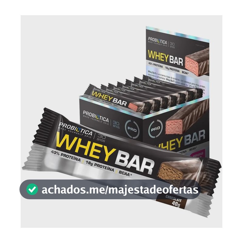 Suplemento Whey Bar Em Barra Probiótica Sabor Chocolate 960g Chocolate