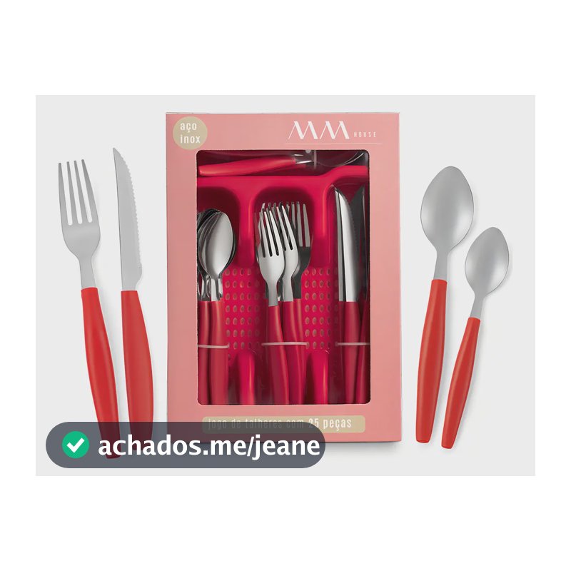 Faqueiro Inox 25 Peças Mm House Vermelho Com Porta Talher