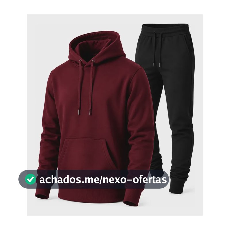 Conjunto Calça E Blusa De Moletom Liso Masculino Unissex G Bordo | Preto