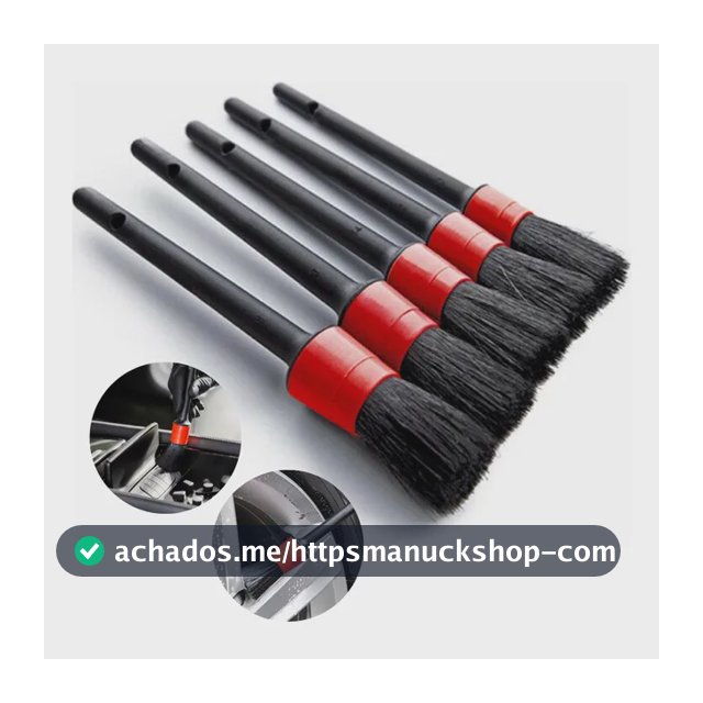 Kit 5 Pincel Lavagem Detalhada Limpeza Carro Moto Automotivo