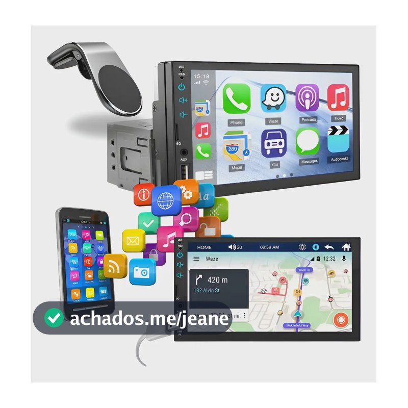 Central Multimídia Universal Mp5 Bt 1 Din 7 Pol Espelha Dvd Versão Atualizada 1 Din