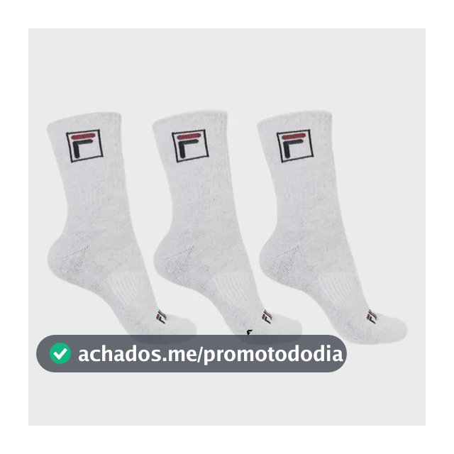 Kit Tripack Meia Fila Cano Alto Fbox Masculina Branca Meias Brancas Logo 39-43