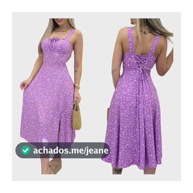 Vestido Midi Com Fenda Lateral Moda Verão 3.0 Girls Alça