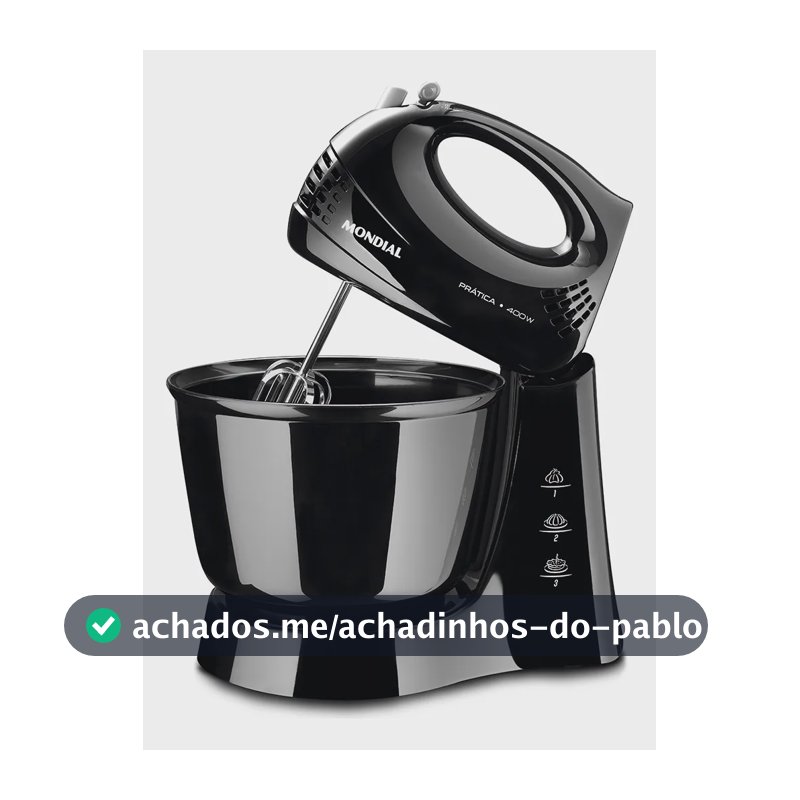 Batedeira Prática Mondial Preto 400W B-44-B