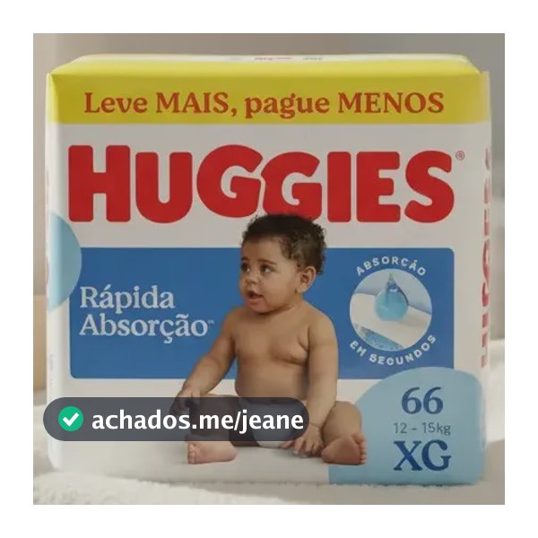 Huggies Fralda Descartável Rápida Absorção XG - 66 Un