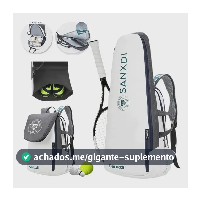 Mochila Para Raquete Tenis 50l Mochila Beach Tennis70cm Alto Cinza