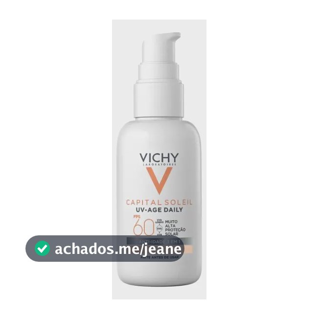 Protetor Solar Facial Anti-Idade FPS60, Ação 3 em 1, Protege, Previne Rugas e Manchas, Toque Seco, Cor 2.0, Capital Soleil UV Age Daily Vichy, 40g
