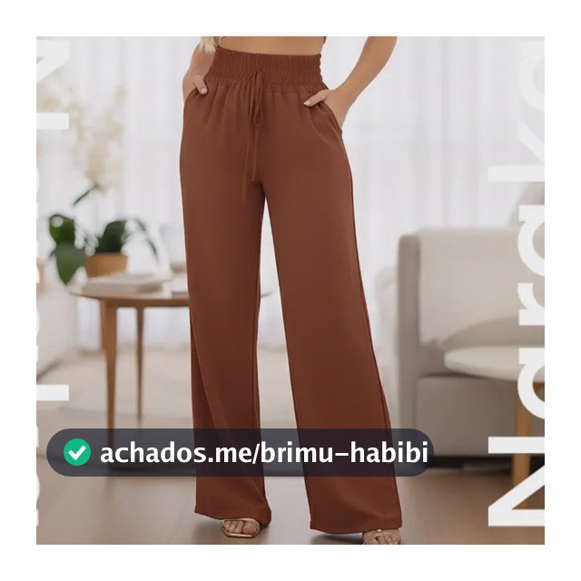 Calça Feminina Pantalona Duna Wide Leg Cintura Alta