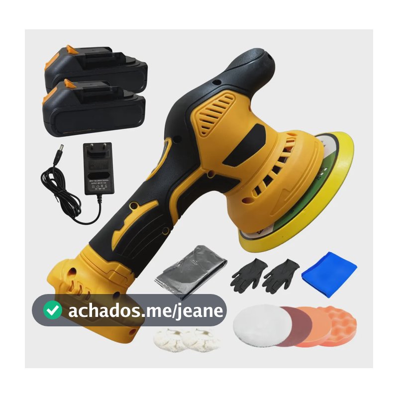 Forgex Politriz Automotiva Roto Orbital Sem Fio Com 2 Baterias 21v Amarelo