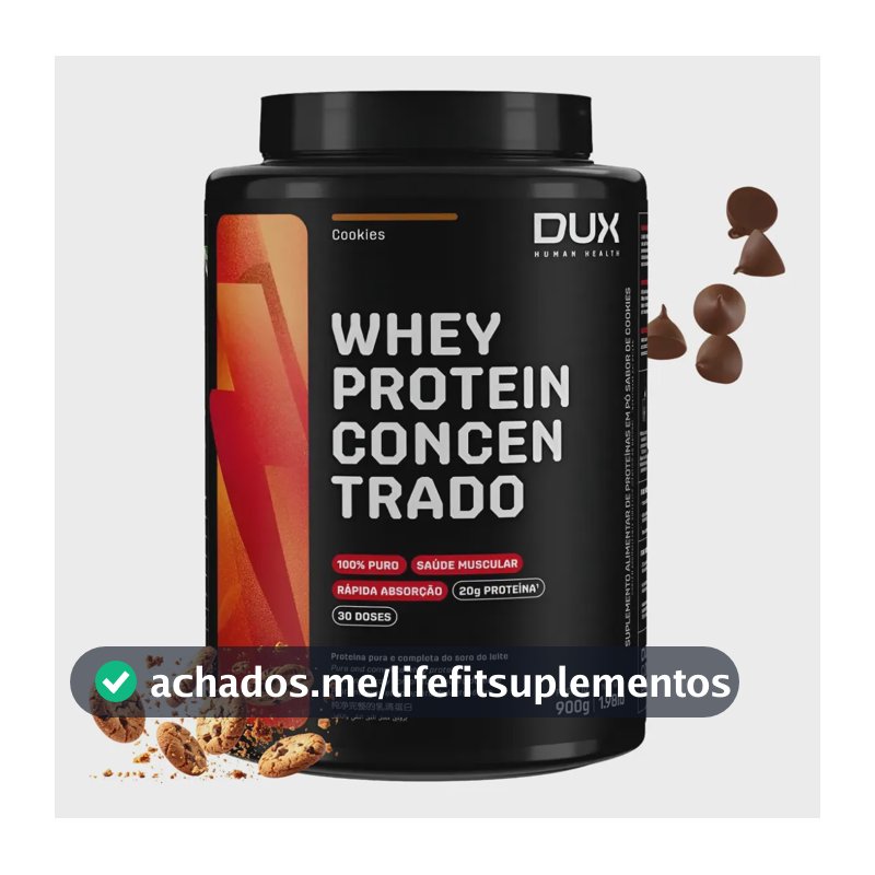 Dux Human Health Whey Protein Concentrado 900g Sabor Cookies