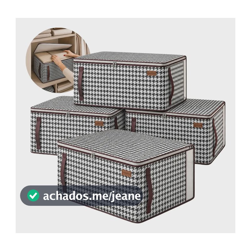 Kit 4 Caixa Organizadora Guarda Roupa Edredom Cobertor Sacos Cinza - 4 Unidades