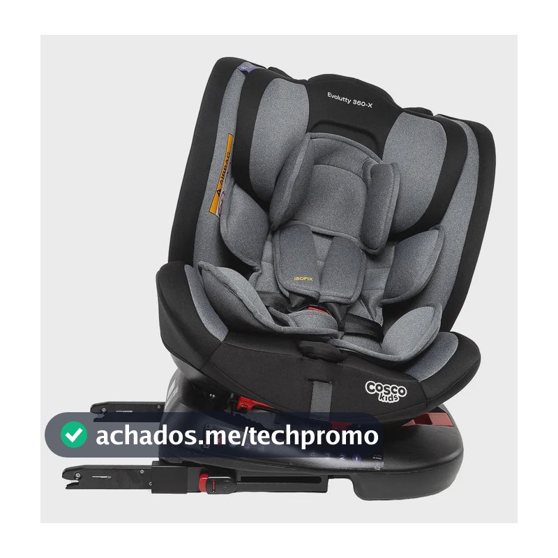 Cosco Kids, Cadeirinha Evolutty 360 X, 0 a 36kg, com Giro 360º e Isofix, Cinza Mescla
