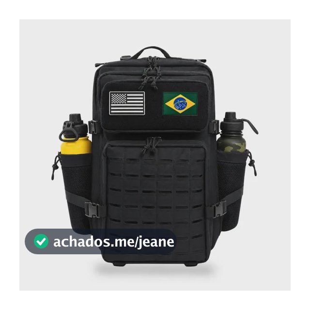Mochila Tatica Militar Grande Mega Reforçada 50 Litros Impermeável Resistente Bolso Garrafa 2 Bandeiras Viagem Camping Airsoft Policial Exército
