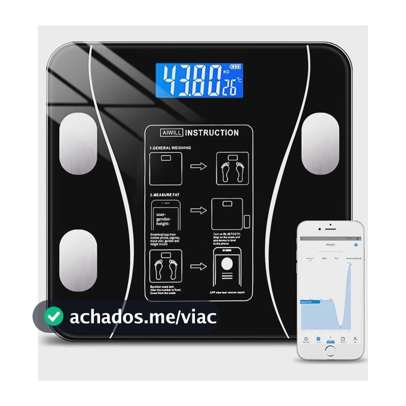 Balança Corporal Bioimpedância Profissional Bluetooth Saude