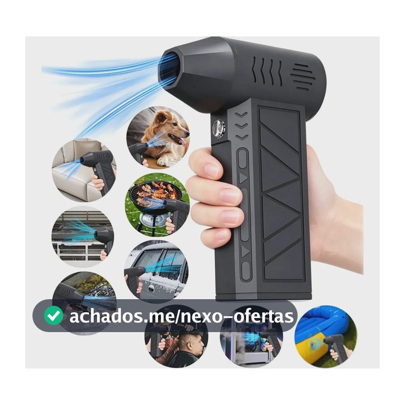 Mini Soprador Turbo Sem Fio Super Potente E Multiuso: Ideal para limpeza profunda de carros, remoção de poeira em teclados e computadores, secagem rápida de pelos e soprador de carvão para churrascos.