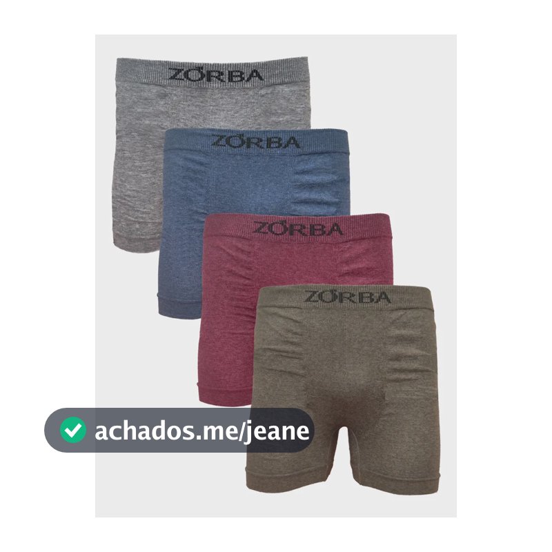 Kit 4 Cuecas Boxer Zorba Masculino 871 Mescla/azul/verde/bordô Liso G