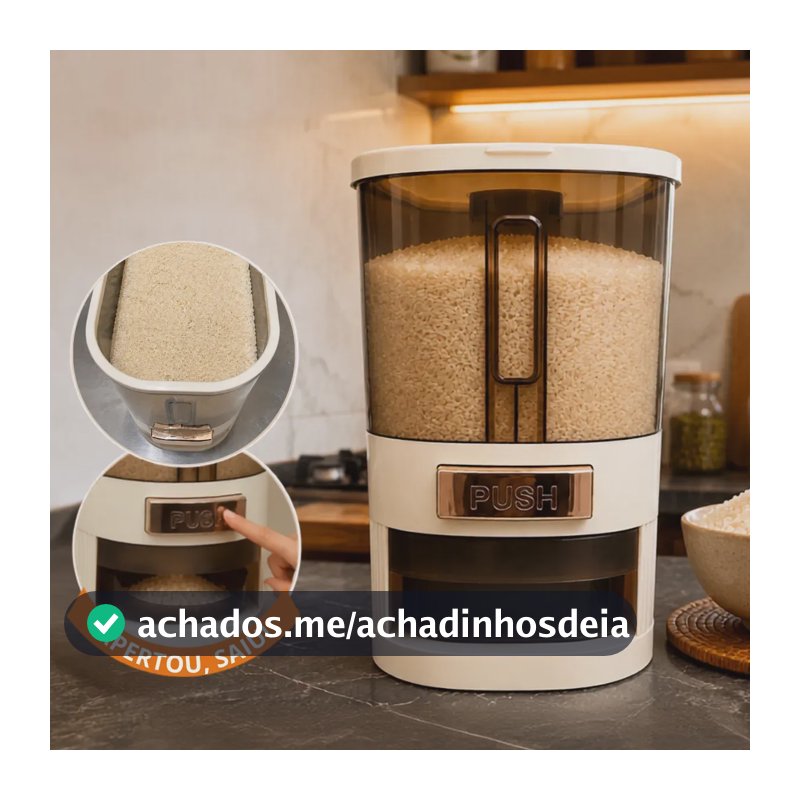 Dispenser De Alimentos organizador Grãos Arroz Cereais temperos dispensador de cozinha com copo medidor porta cereal organizado 5kg Dispense para armazenamento de alimentos pote de plastico grande 5kg