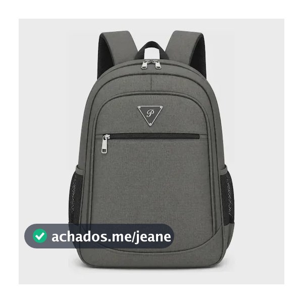 Mochila Masculina Bolsa Impermeável Faculdade Alça Reforçada Cinza Liso