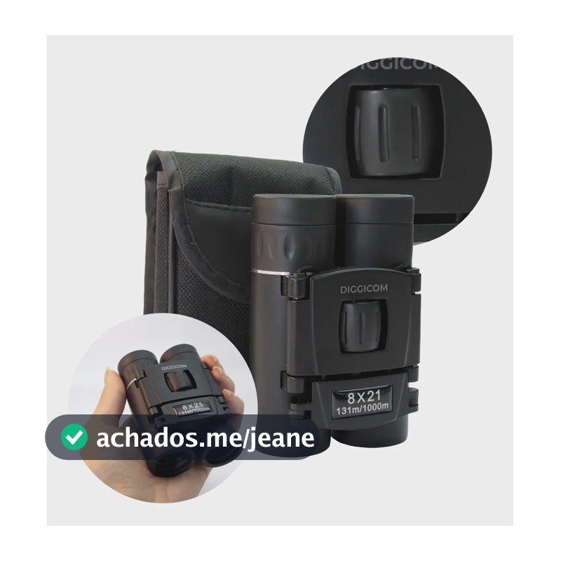 Binóculo Profissional Infantil Pequeno Longo Alcance 8x21 + Bolsa Cor Preto Diggicom