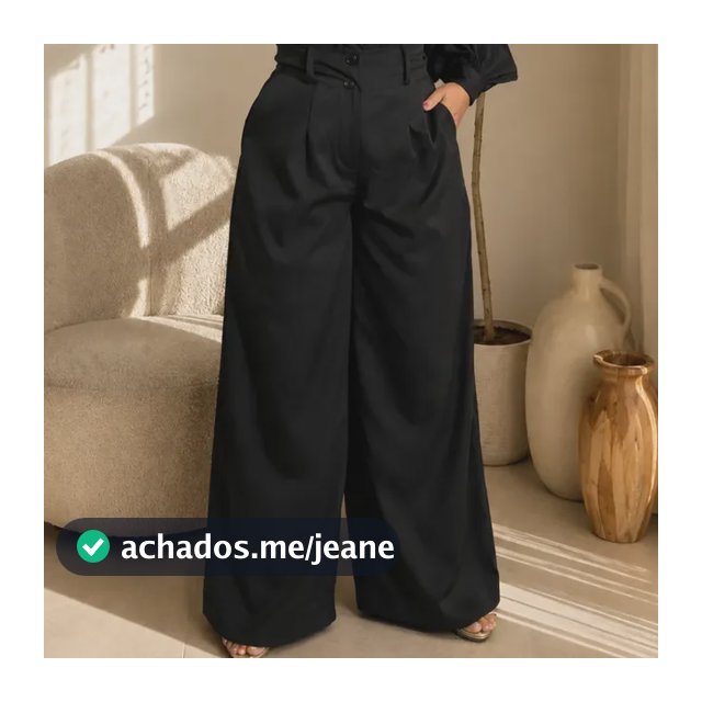 Calça Plus Size Feminina Alfaiataria Wide Leg Social 44 Ao54
