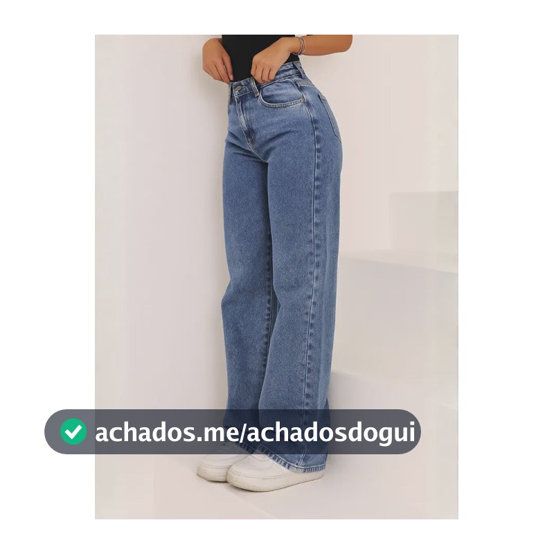 Calça Jeans Wide Leg Feminina Cintura Alta Pantalona Jeans Marmorizado Liso 40